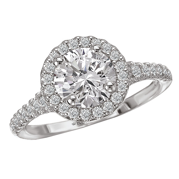 14K White Gold Halo Semi-Mount Romance Collection Wedding Ring.