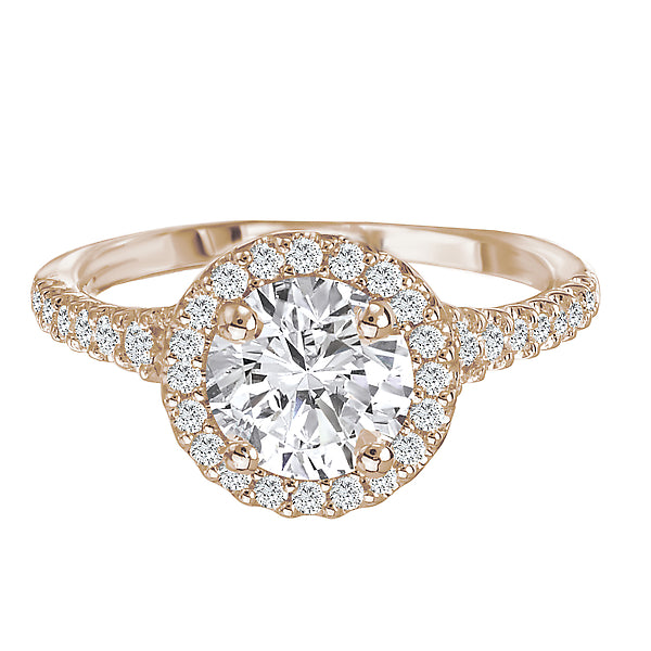 14K White / Rose Gold Halo Semi-Mount Romance Collection Wedding Ring.