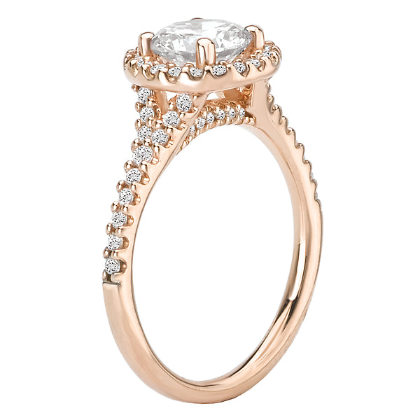 14K White / Rose Gold Halo Semi-Mount Romance Collection Wedding Ring.