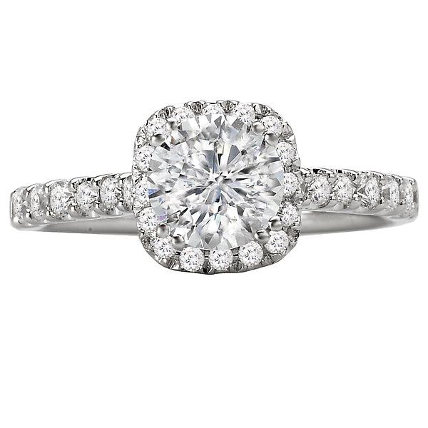 14K White Gold Halo Semi-Mount Romance Collection Wedding Ring.