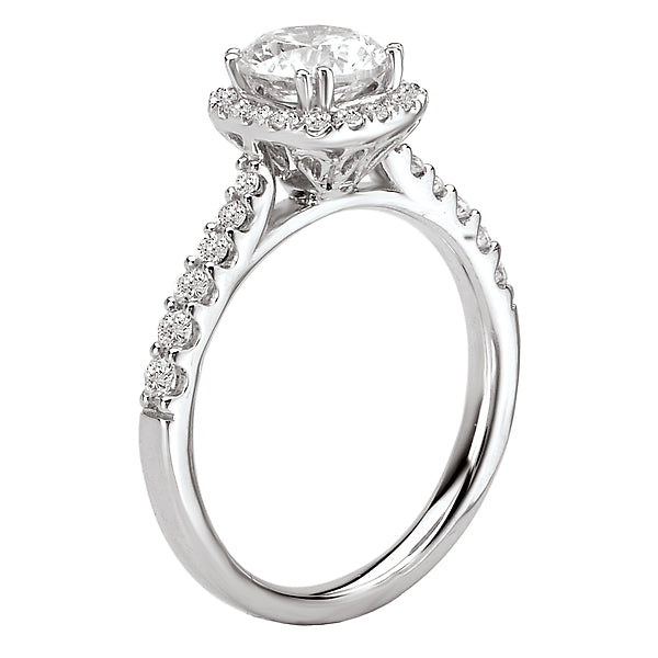 14K White Gold Halo Semi-Mount Romance Collection Wedding Ring.