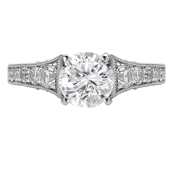 14K White Gold Peg Head Semi-Mount Romance Collection Wedding Ring.