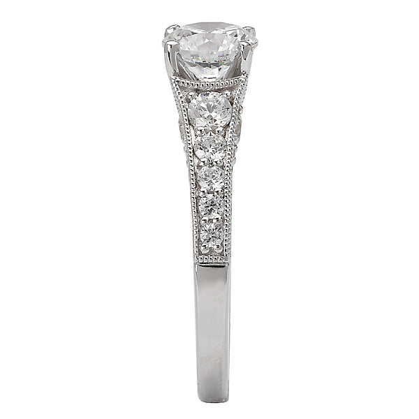 14K White Gold Peg Head Semi-Mount Romance Collection Wedding Ring.