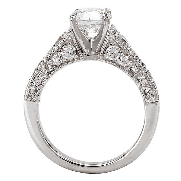 14K White Gold Peg Head Semi-Mount Romance Collection Wedding Ring.