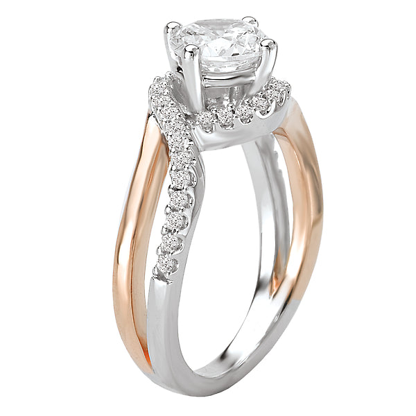 14K White / Rose Gold Two Tone Semi-Mount Romance Collection Wedding Ring.