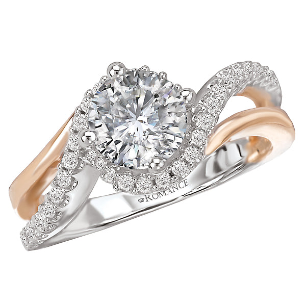 14K White / Rose Gold Two Tone Semi-Mount Romance Collection Wedding Ring.