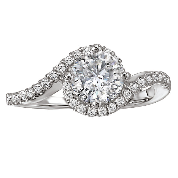 14K White Gold Halo Semi-Mount Romance Collection Wedding Ring.