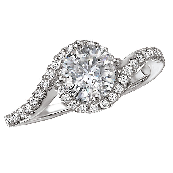 14K White Gold Halo Semi-Mount Romance Collection Wedding Ring.