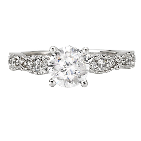 14K White Gold Peg Head Semi-Mount Romance Collection Wedding Ring.