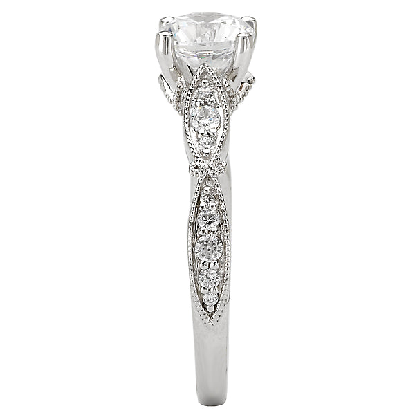 14K White Gold Peg Head Semi-Mount Romance Collection Wedding Ring.