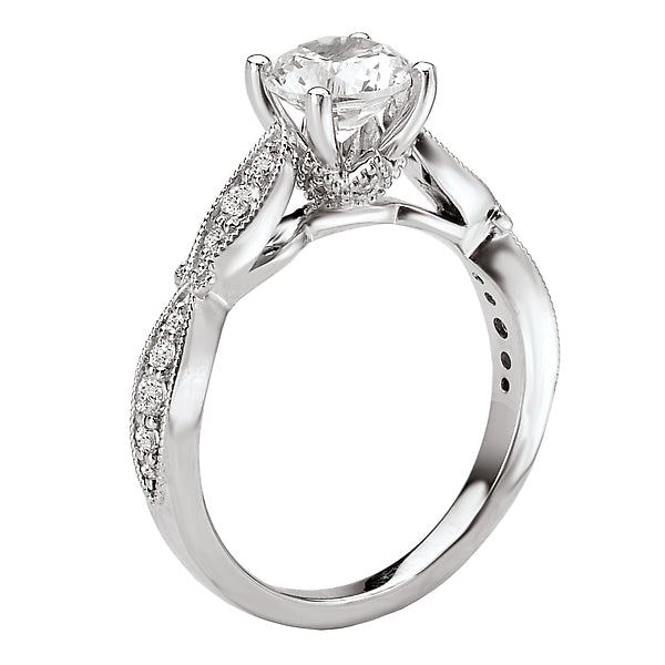 14K White Gold Peg Head Semi-Mount Romance Collection Wedding Ring.