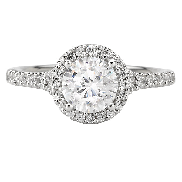 14K White Gold Halo Semi-Mount Romance Collection Wedding Ring.