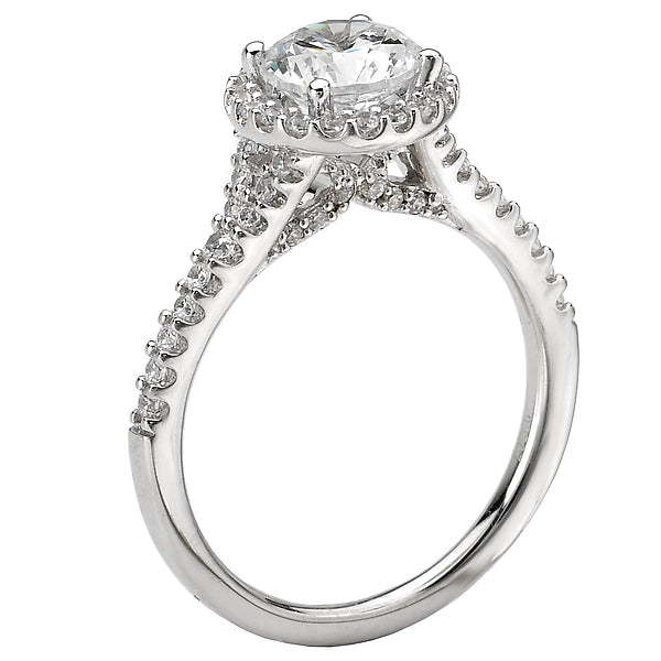 14K White Gold Halo Semi-Mount Romance Collection Wedding Ring.