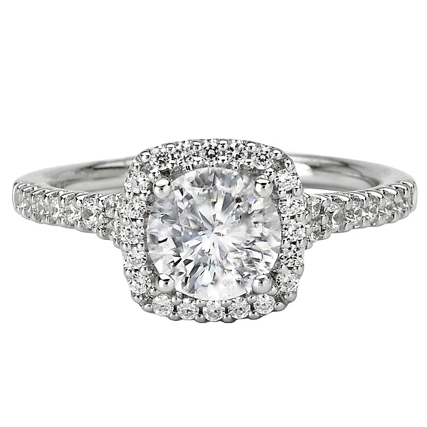 14K White Gold Halo Semi-Mount Romance Collection Wedding Ring.