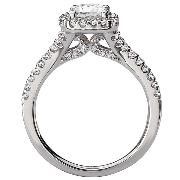 14K White Gold Halo Semi-Mount Romance Collection Wedding Ring.