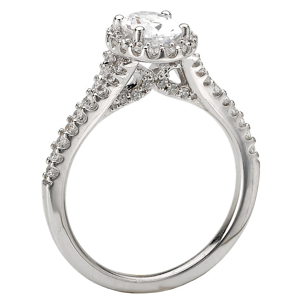 14K White Gold Halo Semi-Mount Romance Collection Wedding Ring.