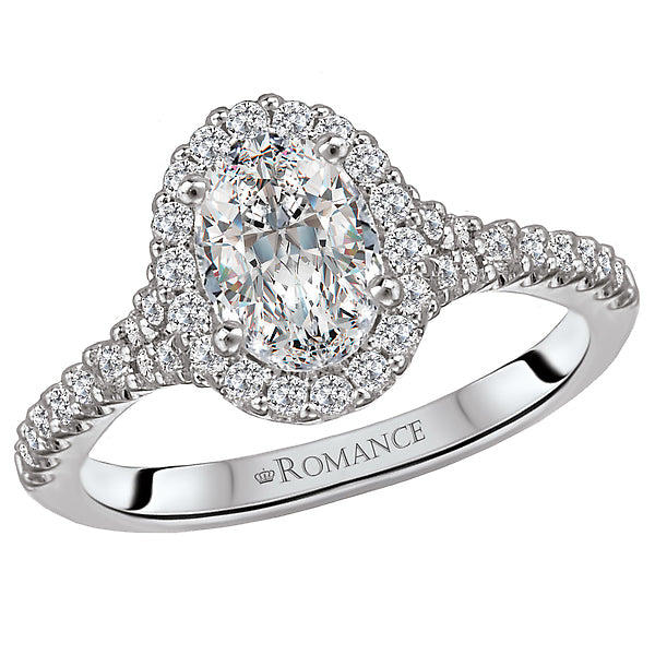 14K White Gold Halo Semi-Mount Romance Collection Wedding Ring.