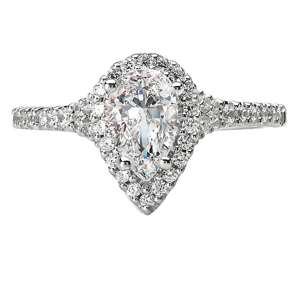 14K White Gold Halo Semi-Mount Romance Collection Wedding Ring.