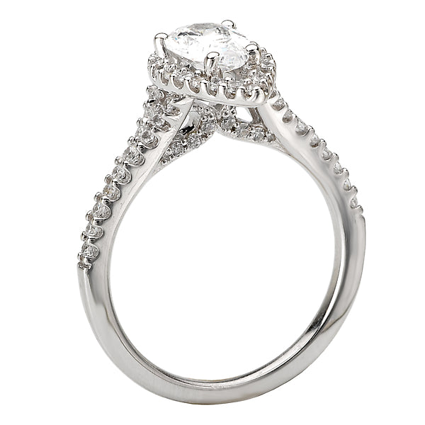 14K White Gold Halo Semi-Mount Romance Collection Wedding Ring.