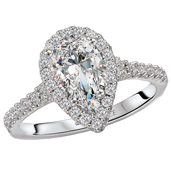 14K White Gold Halo Semi-Mount Romance Collection Wedding Ring.