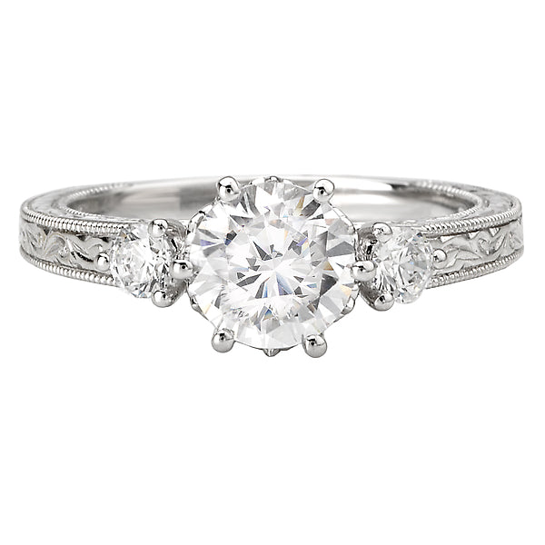 14K White Gold Semi-Mount Romance Collection Wedding Ring.