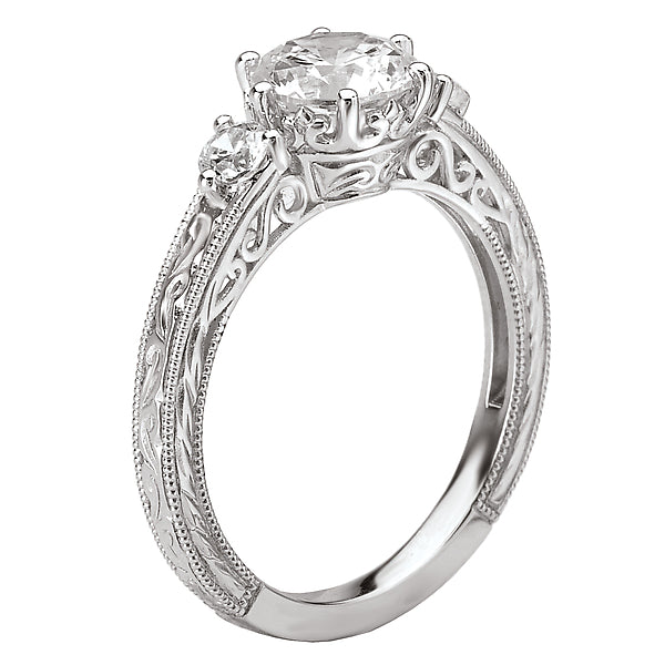 14K White Gold Semi-Mount Romance Collection Wedding Ring.