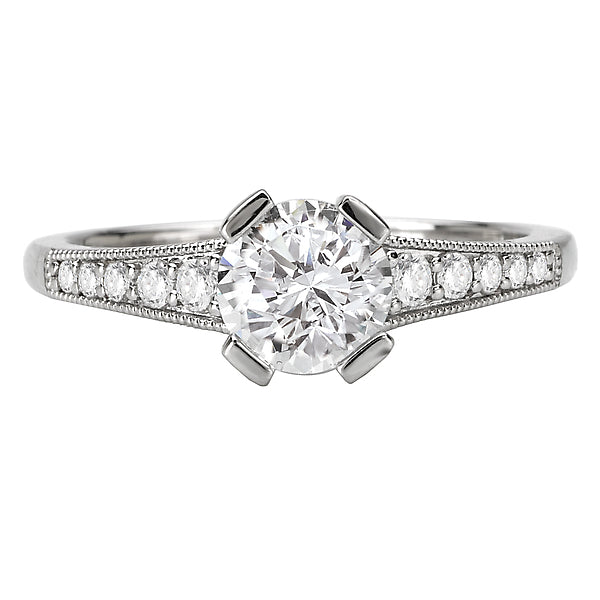 14K White Gold Semi-Mount Romance Collection Wedding Ring.