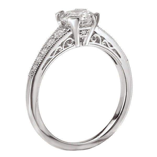 14K White Gold Semi-Mount Romance Collection Wedding Ring.