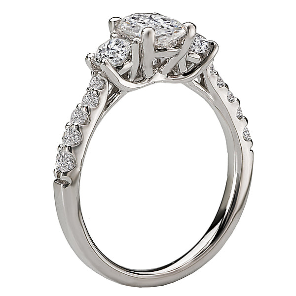 3-Stone Semi-Mount 14K White Gold Romance Collection Wedding Ring.