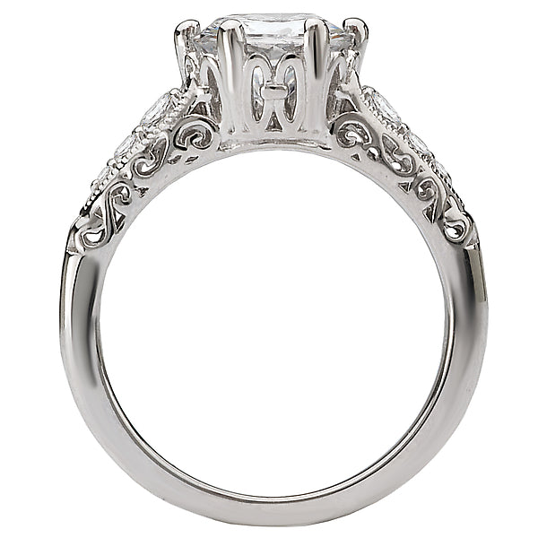 14K White Gold Semi-Mount Romance Collection Wedding Ring.