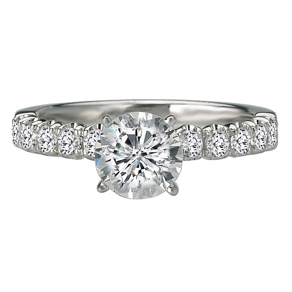 14K White Gold Classic Semi-Mount Romance Collection Wedding Ring.