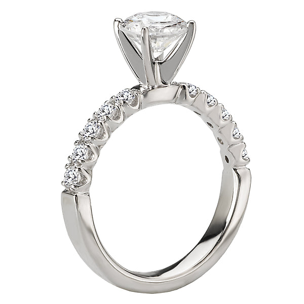 14K White Gold Classic Semi-Mount Romance Collection Wedding Ring.