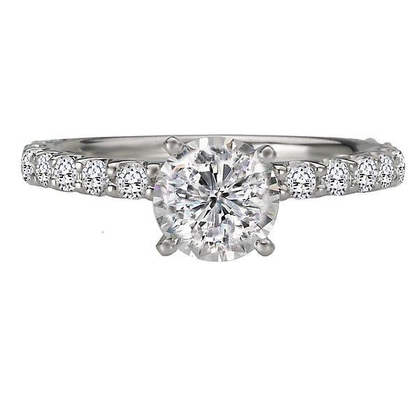 14K White Gold Peg Head Semi-Mount Romance Collection Wedding Ring.