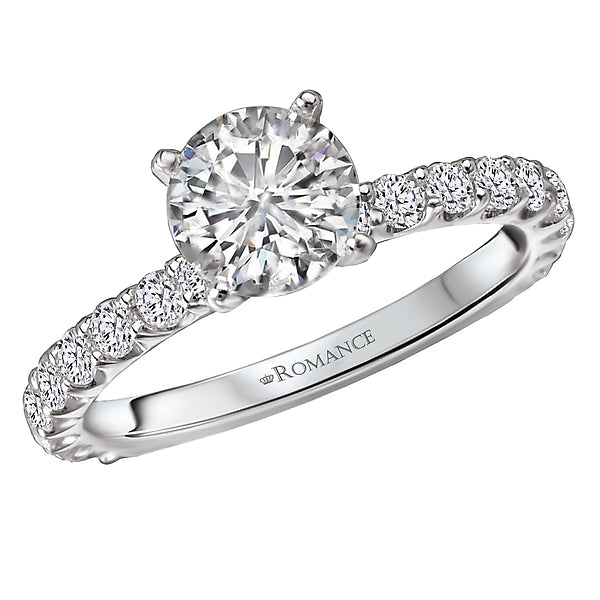 14K White Gold Peg Head Semi-Mount Romance Collection Wedding Ring.