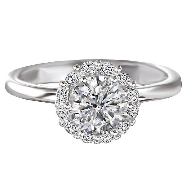 14K White Gold Halo Semi-Mount Romance Collection Wedding Ring.