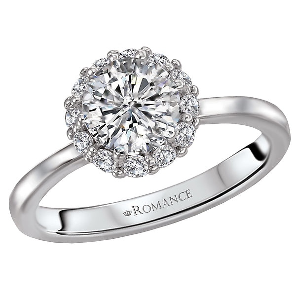 14K White Gold Halo Semi-Mount Romance Collection Wedding Ring.