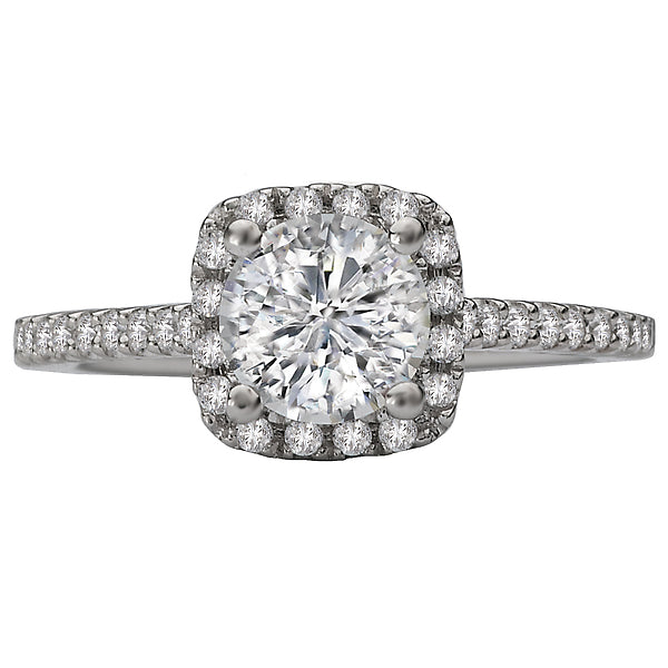 14K White Gold Halo Semi-Mount Romance Collection Wedding Ring.