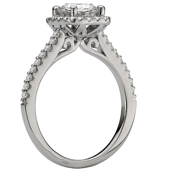 14K White Gold Halo Semi-Mount Romance Collection Wedding Ring.