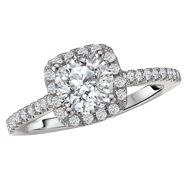 14K White Gold Halo Semi-Mount Romance Collection Wedding Ring.