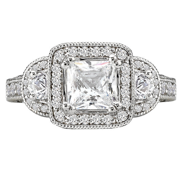 14K White Gold Semi-Mount Romance Collection Wedding Ring.