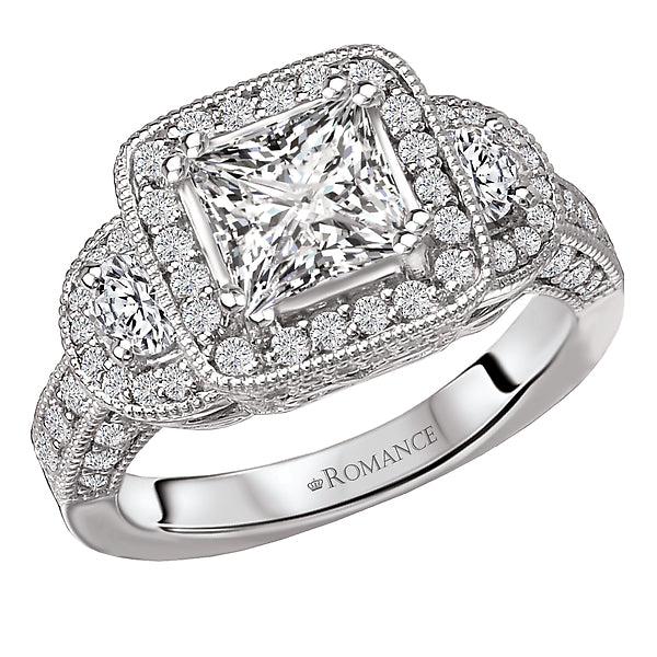 14K White Gold Semi-Mount Romance Collection Wedding Ring.