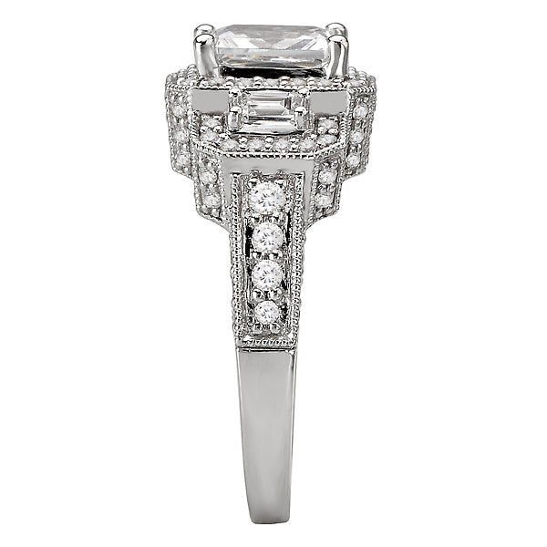 14K White Gold Halo Semi-Mount Romance Collection Wedding Ring.