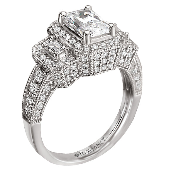 14K White Gold Halo Semi-Mount Romance Collection Wedding Ring.