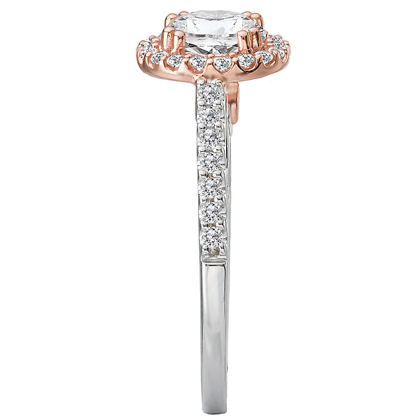 14K Two Tone White / Rose Gold Semi-Mount Romance Collection Wedding Ring.