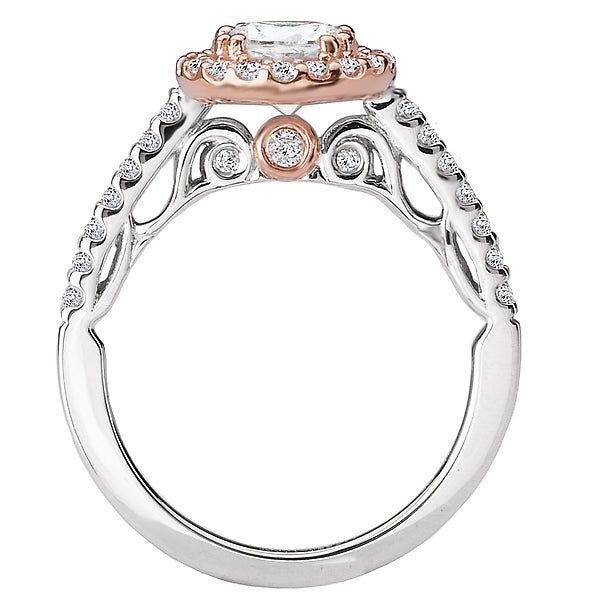 14K Two Tone White / Rose Gold Semi-Mount Romance Collection Wedding Ring.