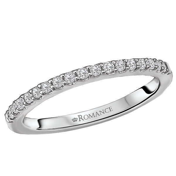 14K White Gold Romance Collection Wedding Band.