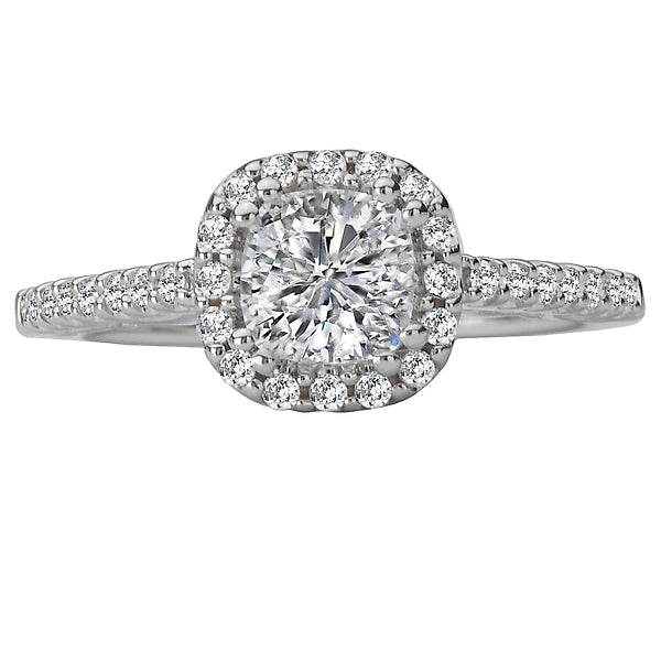 14K White Gold Halo Semi-Mount Romance Collection Wedding Ring.