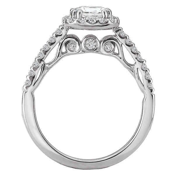 14K White Gold Halo Semi-Mount Romance Collection Wedding Ring.