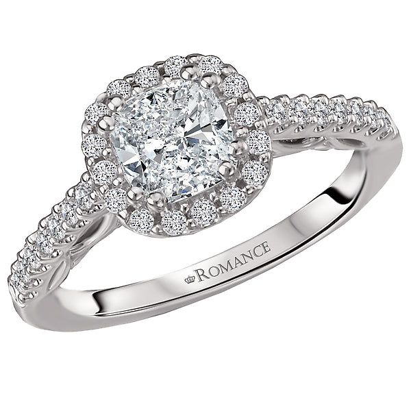 14K White Gold Halo Semi-Mount Romance Collection Wedding Ring.