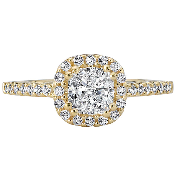 14K Yellow Gold Halo Semi-Mount Romance Collection Wedding Ring.